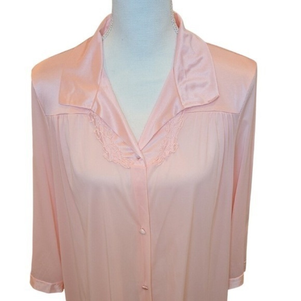 Vanity‎ Fair Vintage Nightgown Medium Cottagecore Floral Applique Long Sleeve - Picture 2 of 7